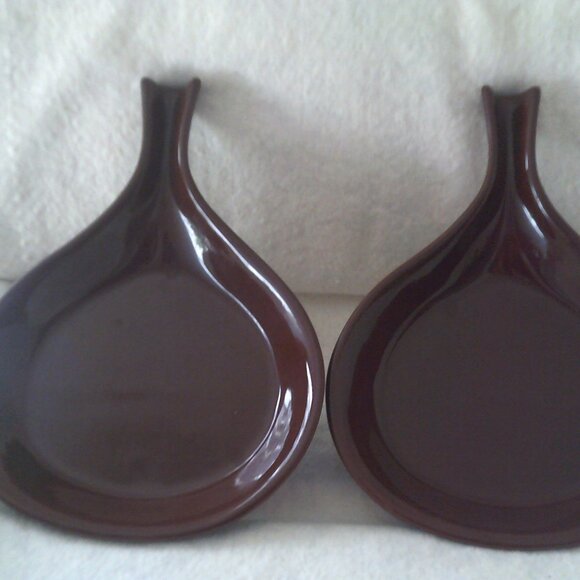 HALL Vintage Brown Glaze Stoneware 10" Skillet Pottery 1676 Set of 2 - Picture 1 of 4